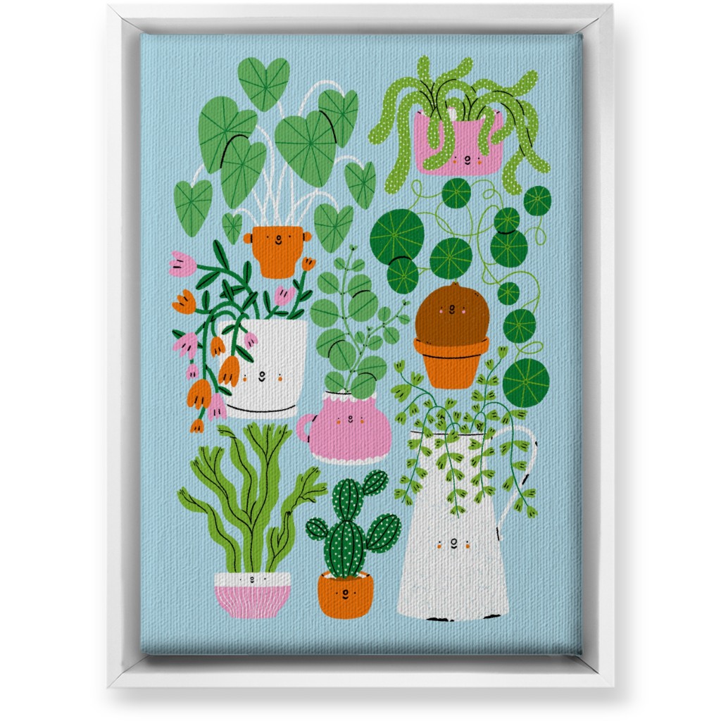 Plants Are Friends - Muti on Blue Wall Art, White, Single piece, Canvas, 10x14, Multicolor