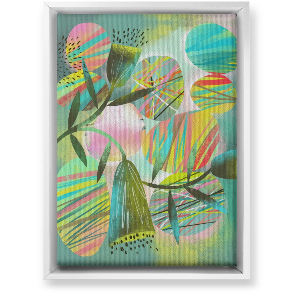 Botanical Abstract Playground - Multi Wall Art, White, Single piece, Canvas, 10x14, Green, Classic Green