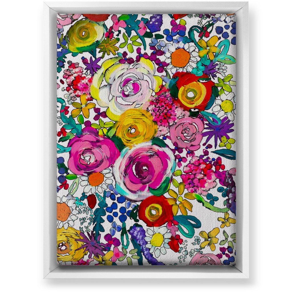 Les Fleurs Floral Painting Wall Art, White, Single piece, Canvas, 10x14, Multicolor