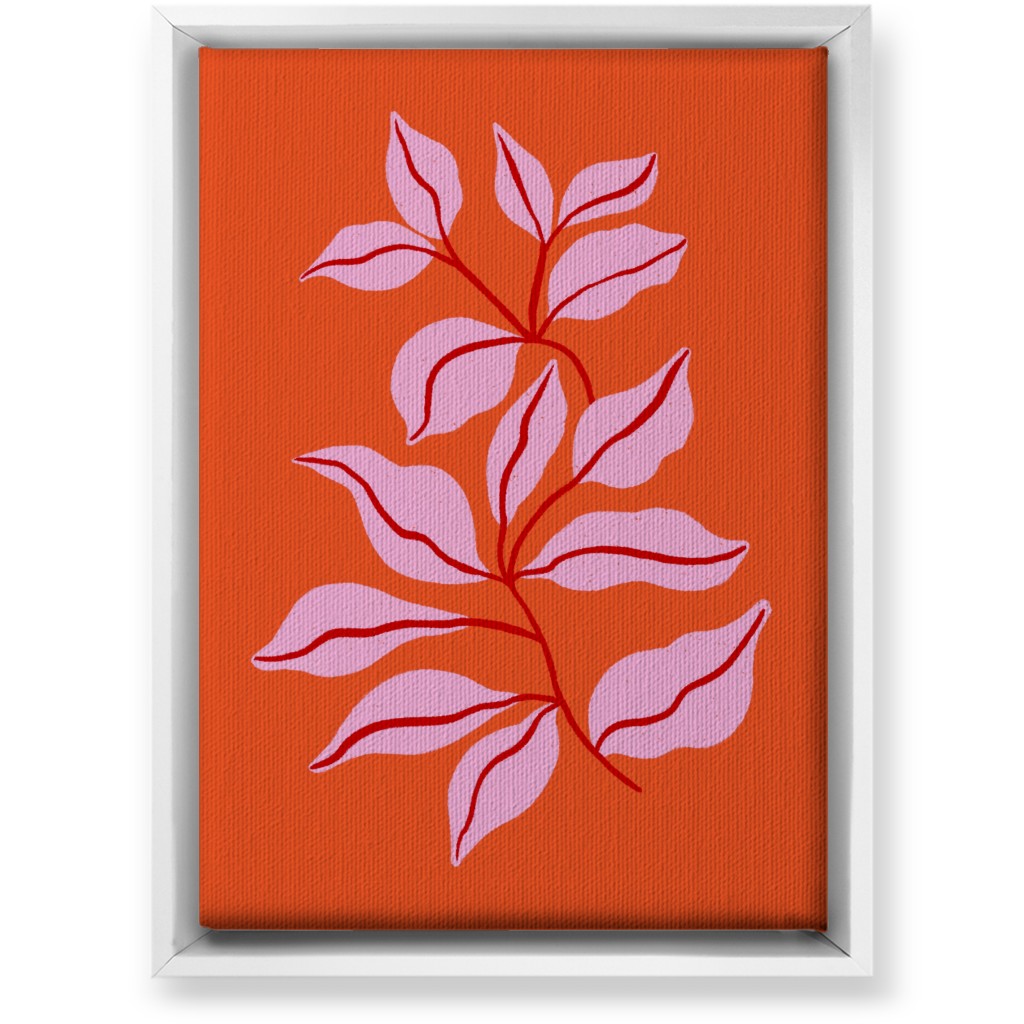 Leaf Dance - Red and Pink Wall Art, White, Single piece, Canvas, 10x14, Red