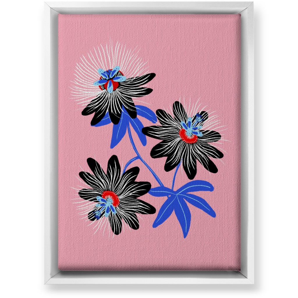 Passion Flower - Multi on Pink Wall Art, White, Single piece, Canvas, 10x14, Pink, Bright Pink