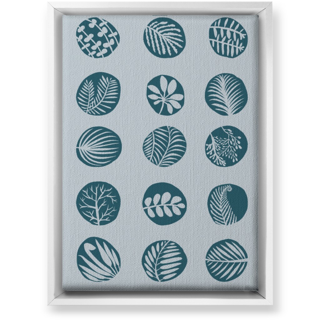 15 Round Leaves - Blue Wall Art, White, Single piece, Canvas, 10x14, Blue
