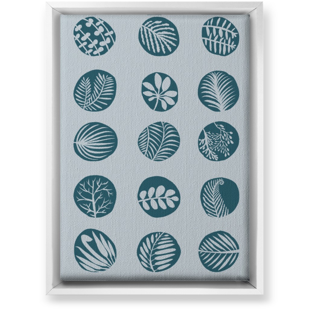 15 Round Leaves - Blue Wall Art, White, Single piece, Canvas, 10x14, Blue, True Blue