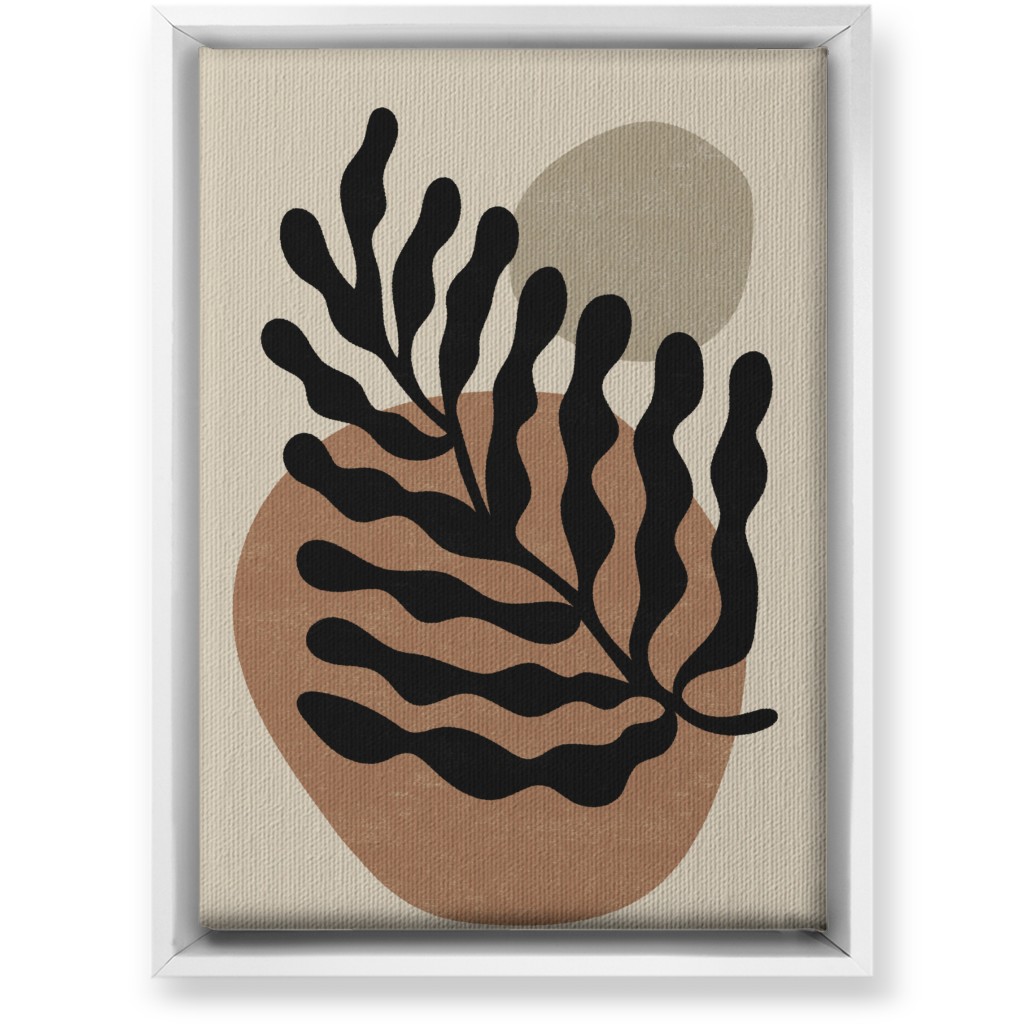 Abstract Leaf - Neutral Wall Art, White, Single piece, Canvas, 10x14, Beige