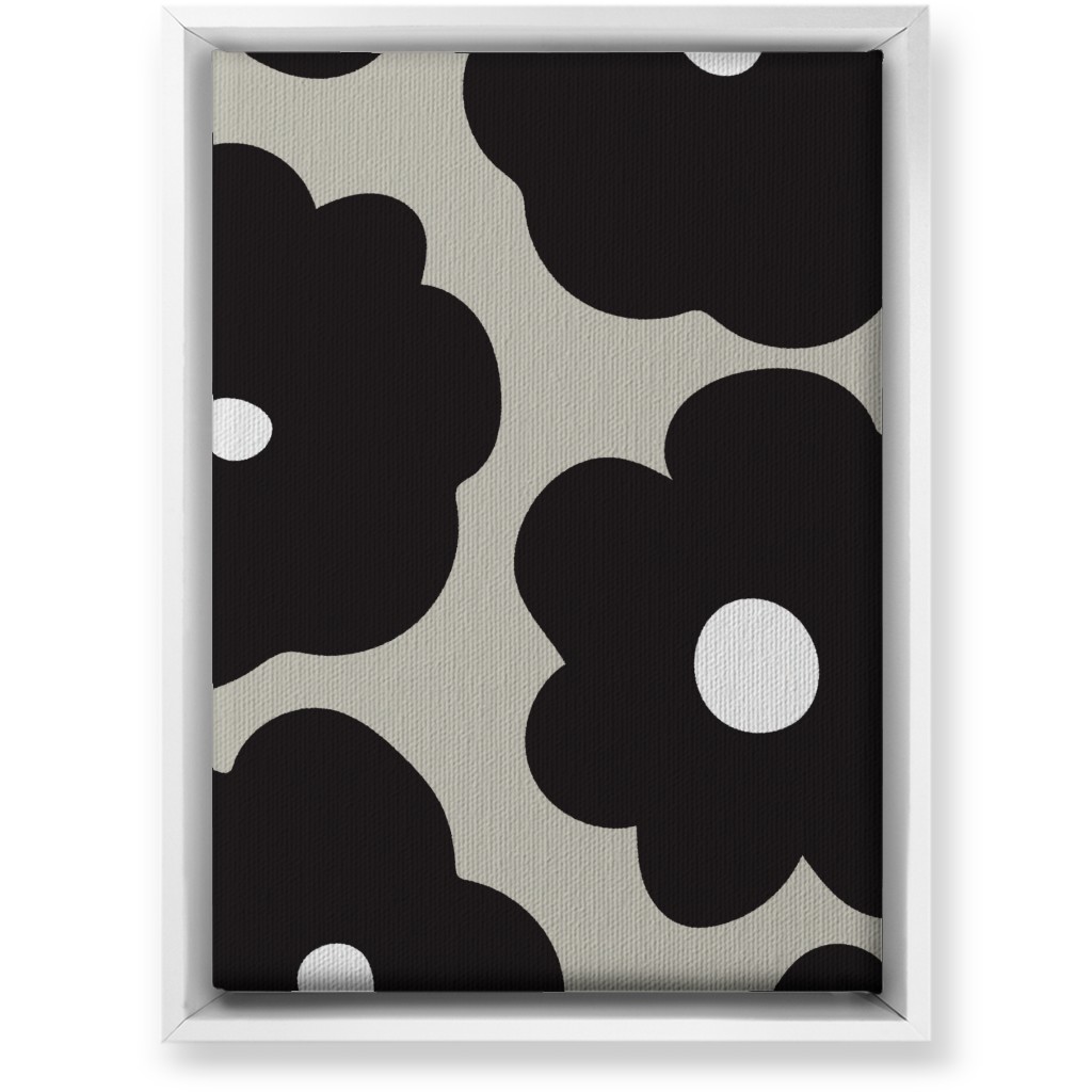 Mod Chubby Floral - Black and Tan Wall Art, White, Single piece, Canvas, 10x14, Black