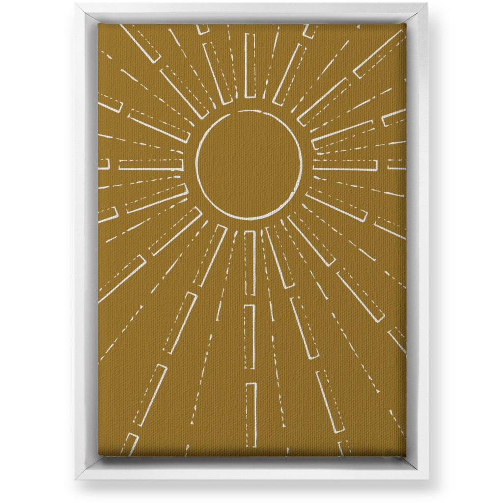 Midcentury Burst Wall Art, White, Single piece, Canvas, 10x14, Yellow