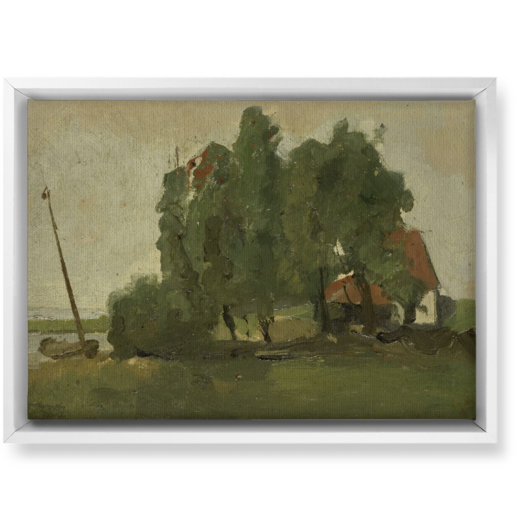Lakeside Cottage Wall Art, White, Single piece, Canvas, 10x14, Green