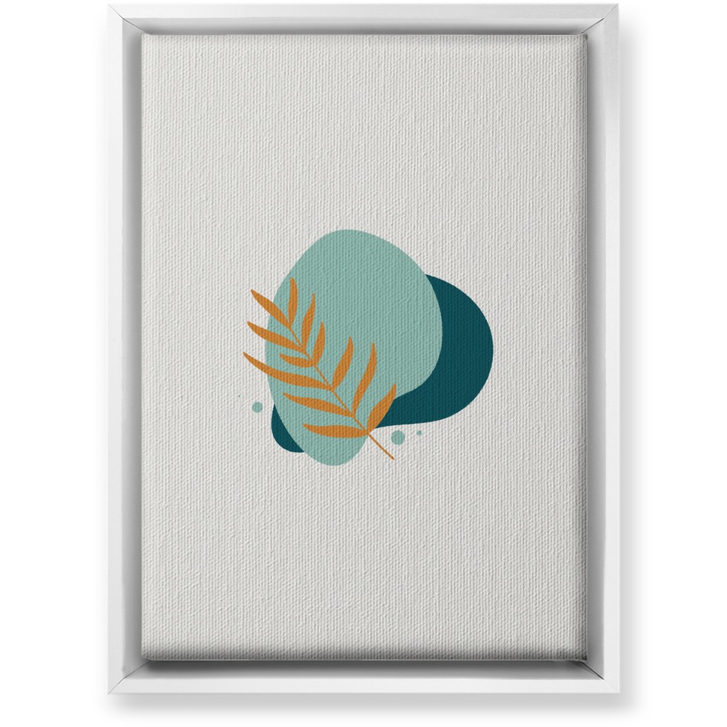 Shapes and Fern Leaf Vi Wall Art, White, Single piece, Canvas, 10x14, Green, Ink Spot