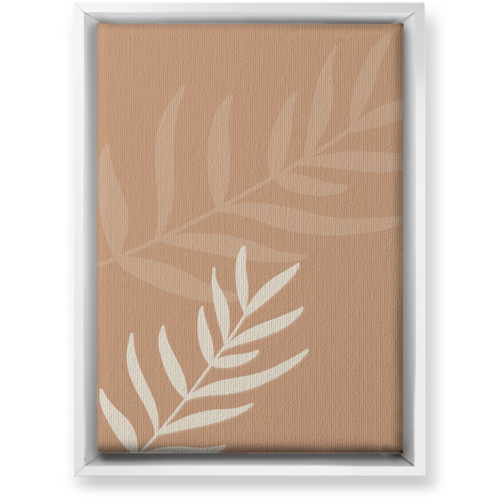 Fern Leaves in Neutral Earth Tones Wall Art, White, Single piece, Canvas, 10x14, Orange, Tan