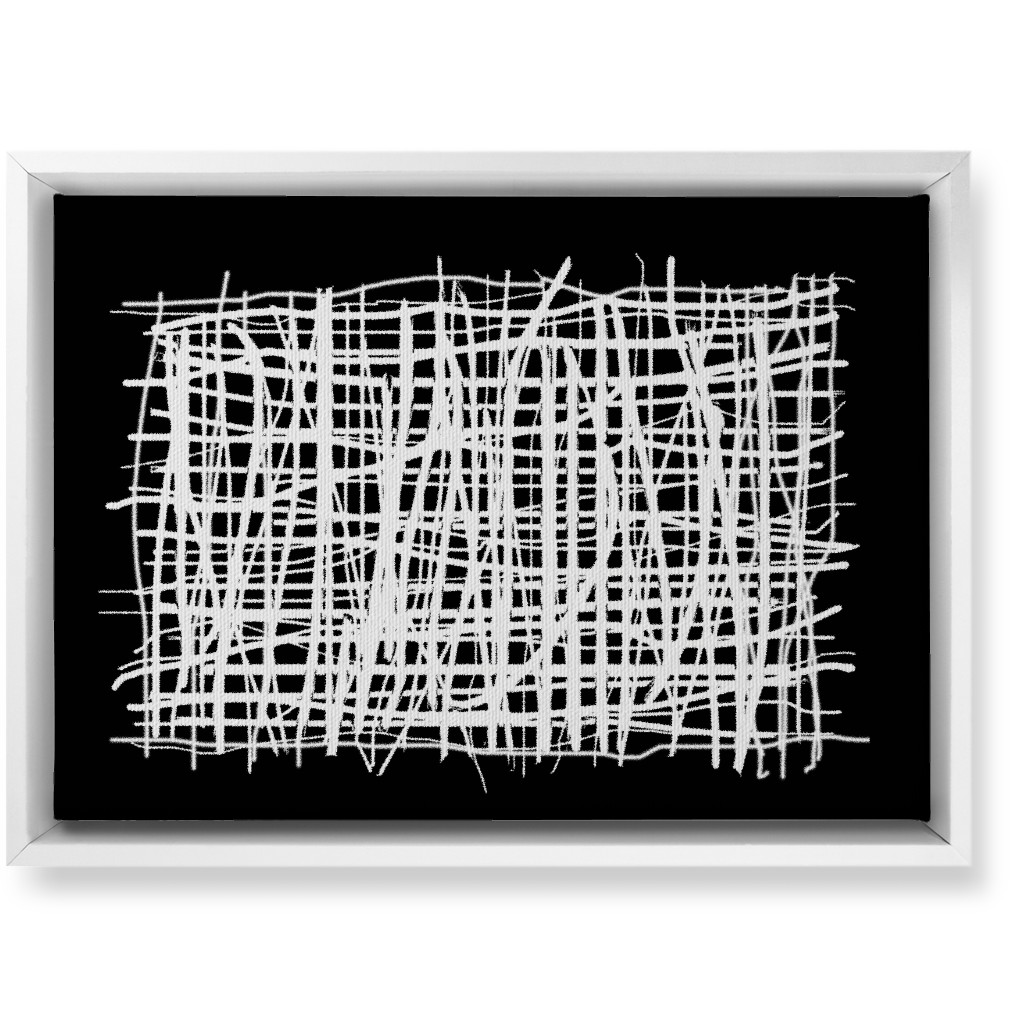 Woven Abstraction - White on Black Wall Art, White, Single piece, Canvas, 10x14, Black