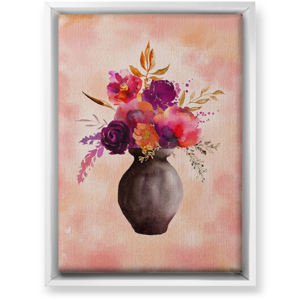 Flowers in a Vase Wall Art, White, Single piece, Canvas, 10x14, Pink