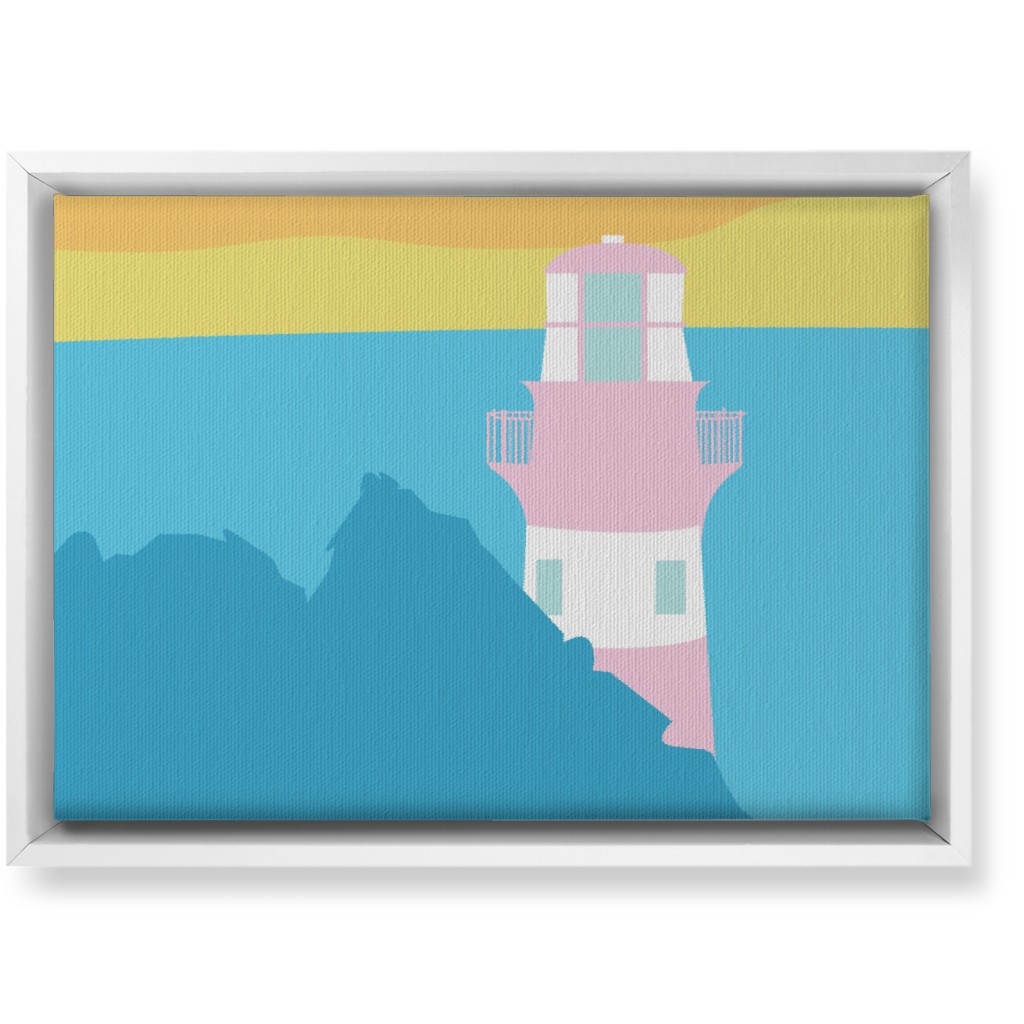 Minamalist Rocky Caribbean Lighthouse - Bold Wall Art, White, Single piece, Canvas, 10x14, Multicolor