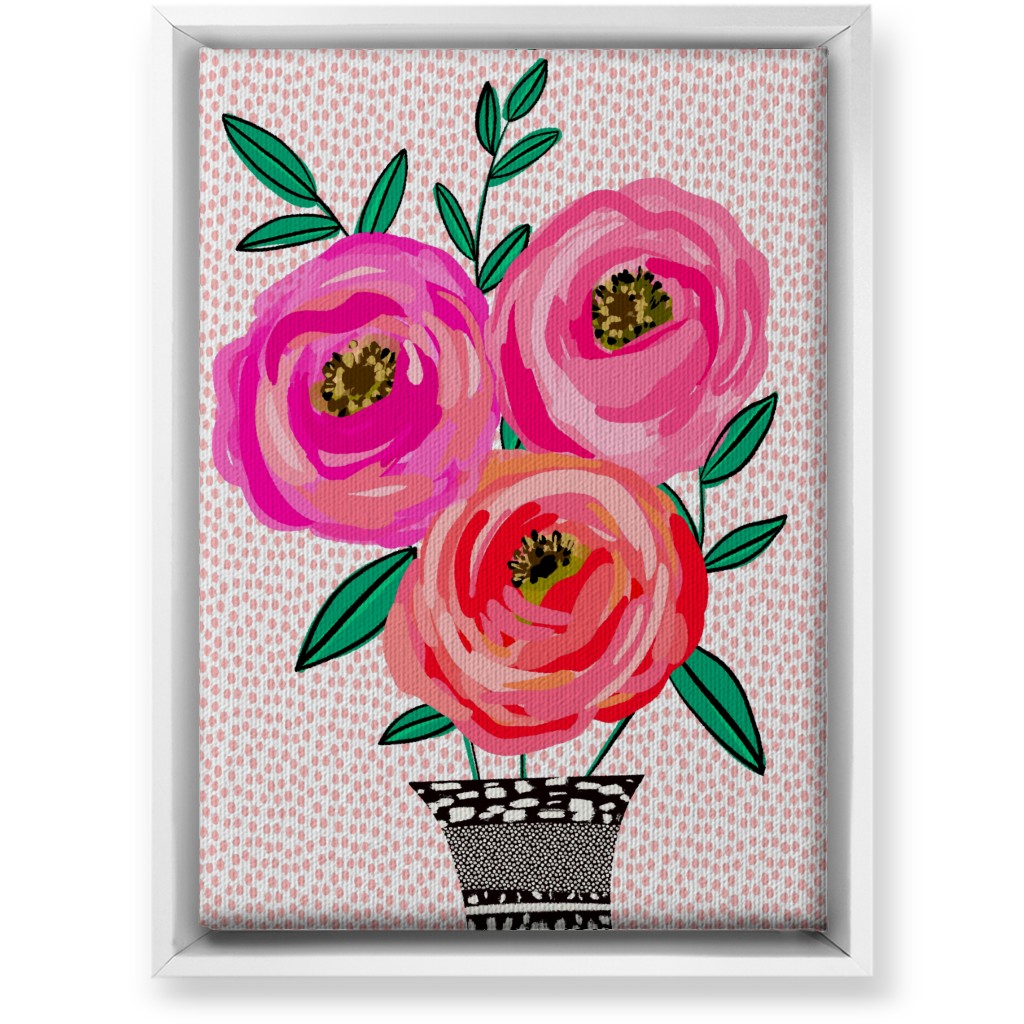 Happy Day Florals - Pink Wall Art, White, Single piece, Canvas, 10x14, Pink