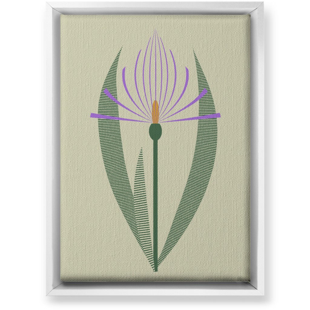 Abstract Lily Flower - Purple on Beige Wall Art, White, Single piece, Canvas, 10x14, Purple