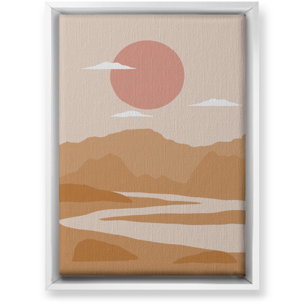 Abstract Landscape With River - Neutral Wall Art, White, Single piece, Canvas, 10x14, Orange