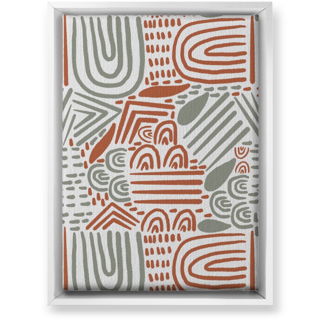 Modern Boho Abstract Shapes - Gray and Terracotta Wall Art, White, Single piece, Canvas, 10x14, Orange