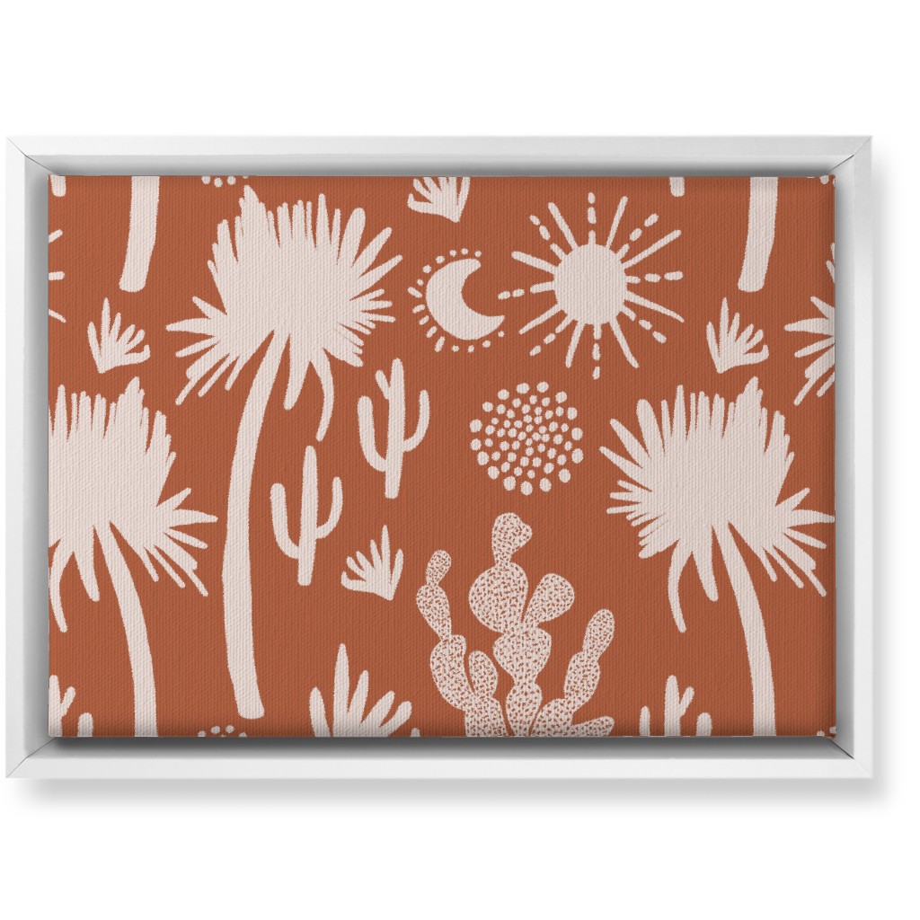 Boho Cactus and Palm Trees - Terracotta Wall Art, White, Single piece, Canvas, 10x14, Orange