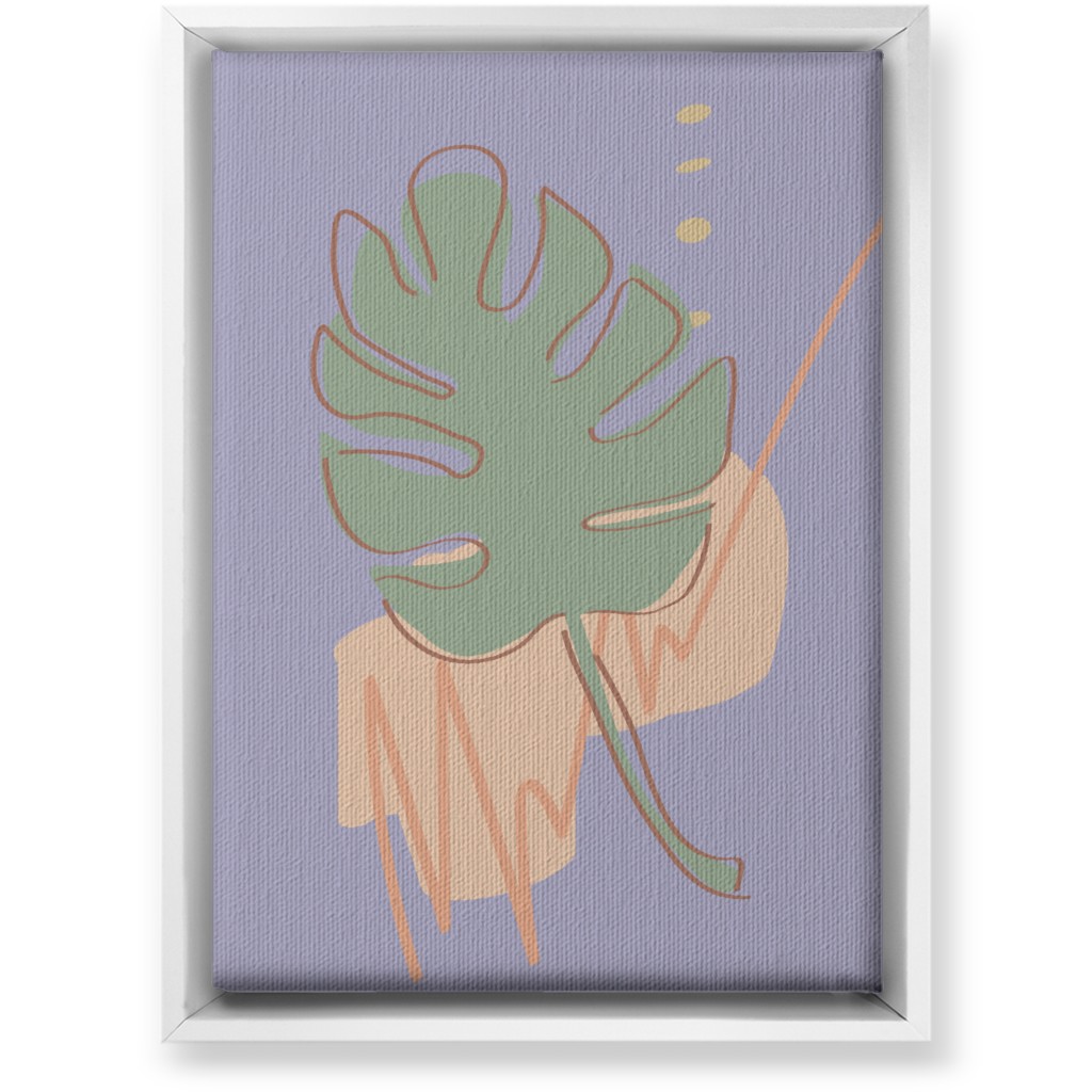 Modern Monstera Leaf - Purple and Green Wall Art, White, Single piece, Canvas, 10x14, Purple