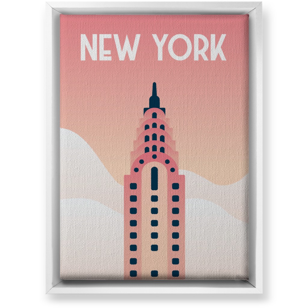 New York City Chrysler Building Wall Art, White, Single piece, Canvas, 10x14, Pink