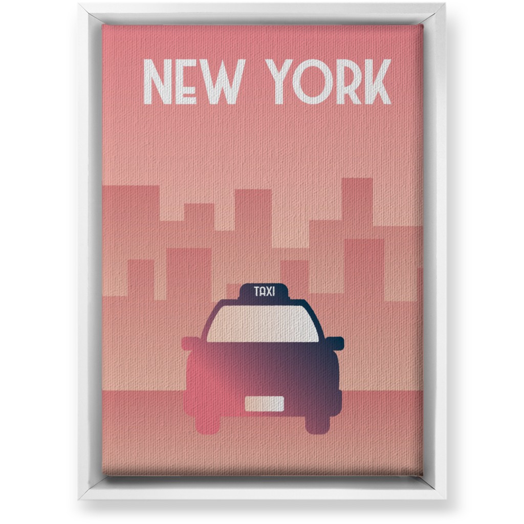 New York City Taxi Wall Art, White, Single piece, Canvas, 10x14, Pink
