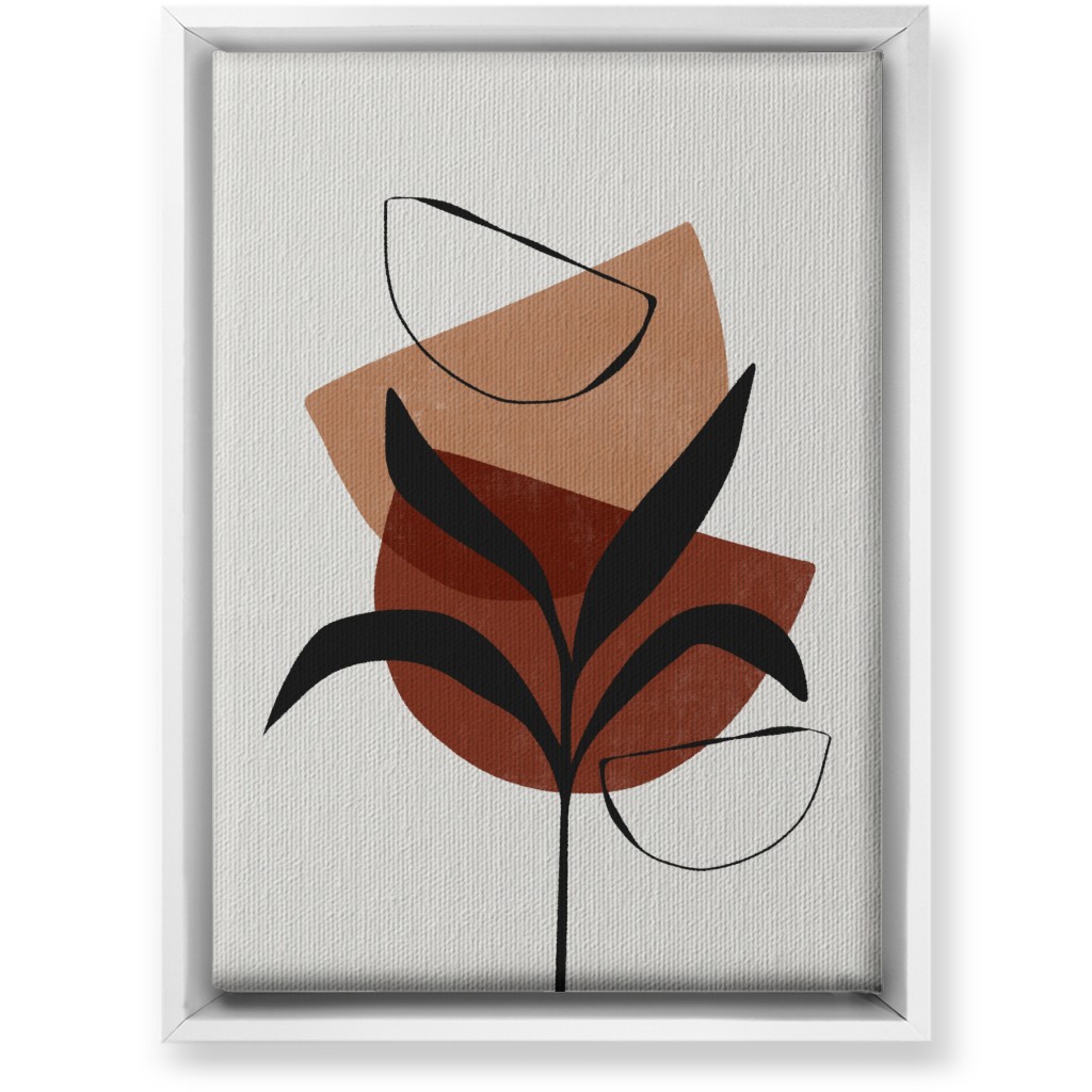 Abstract Leaf Silhouette - Terracotta and Ivory Wall Art, White, Single piece, Canvas, 10x14, Brown
