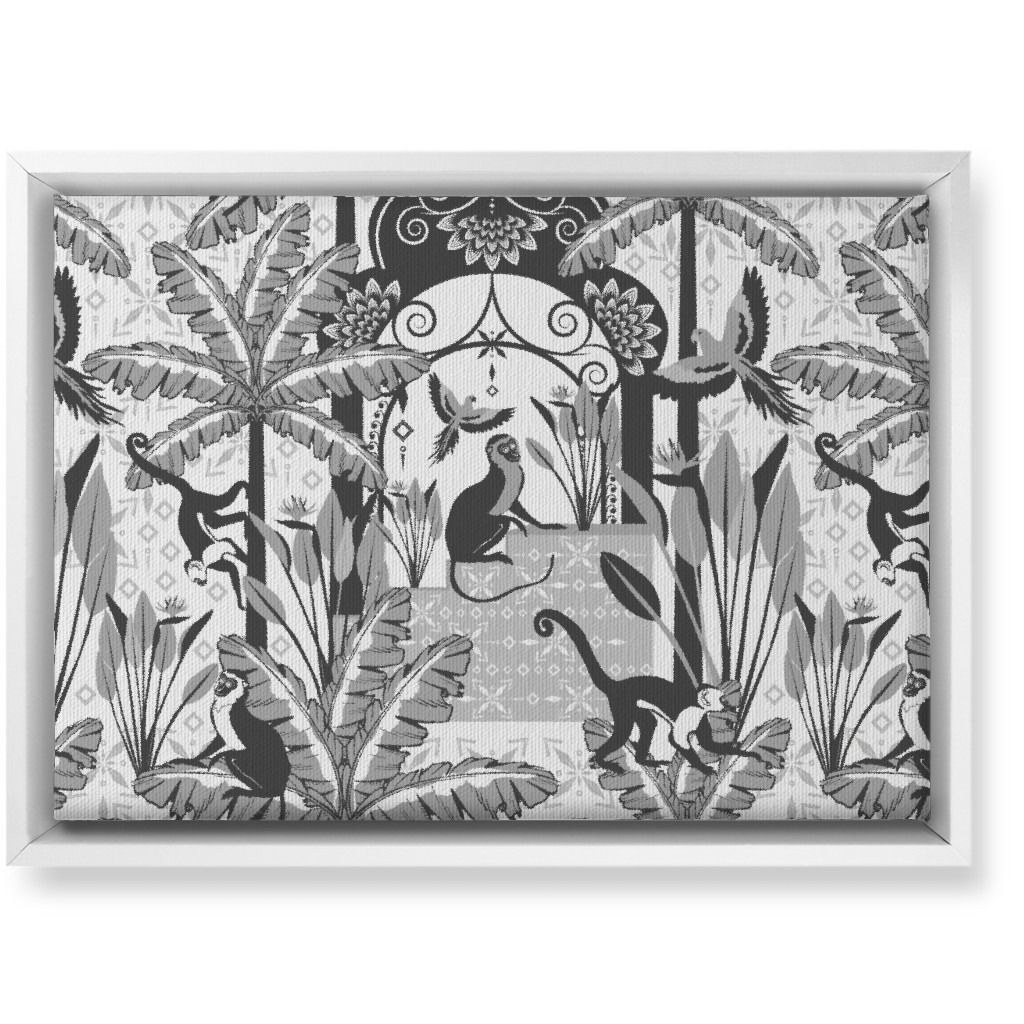 Exotic Tropical Garden Wall Art, White, Single piece, Canvas, 10x14, Gray