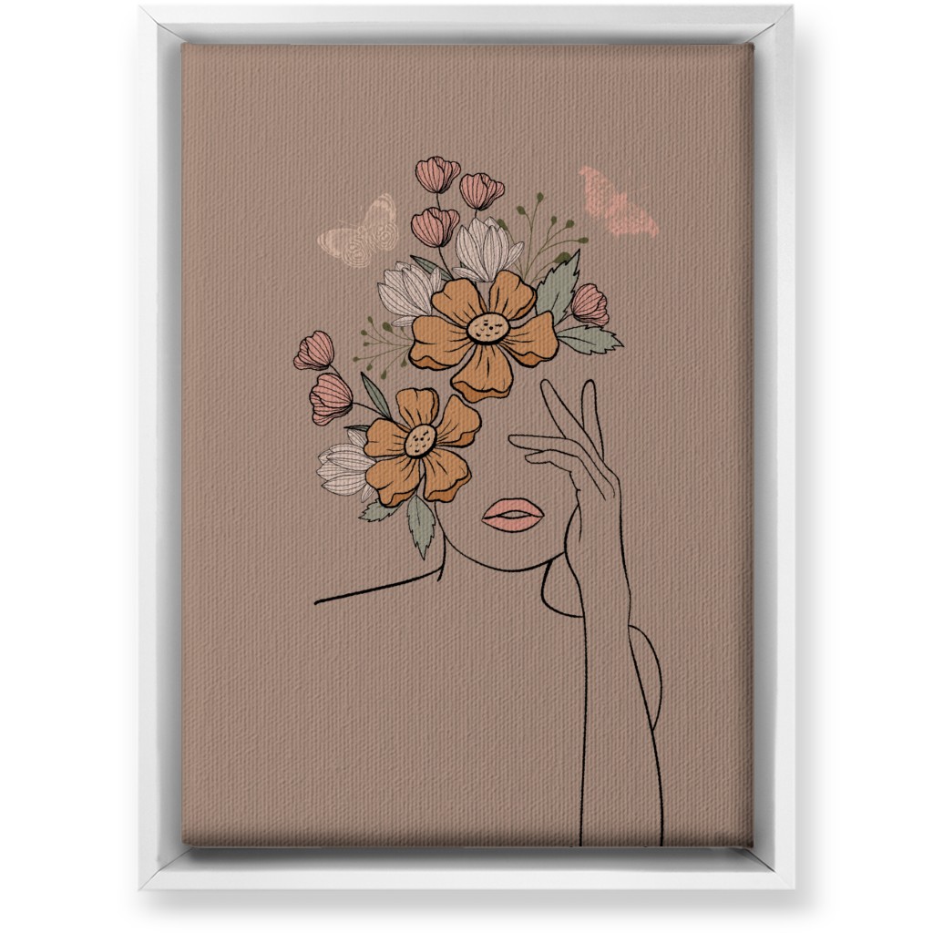 Line Art Botanical Sketch - Neutral Wall Art, White, Single piece, Canvas, 10x14, Beige