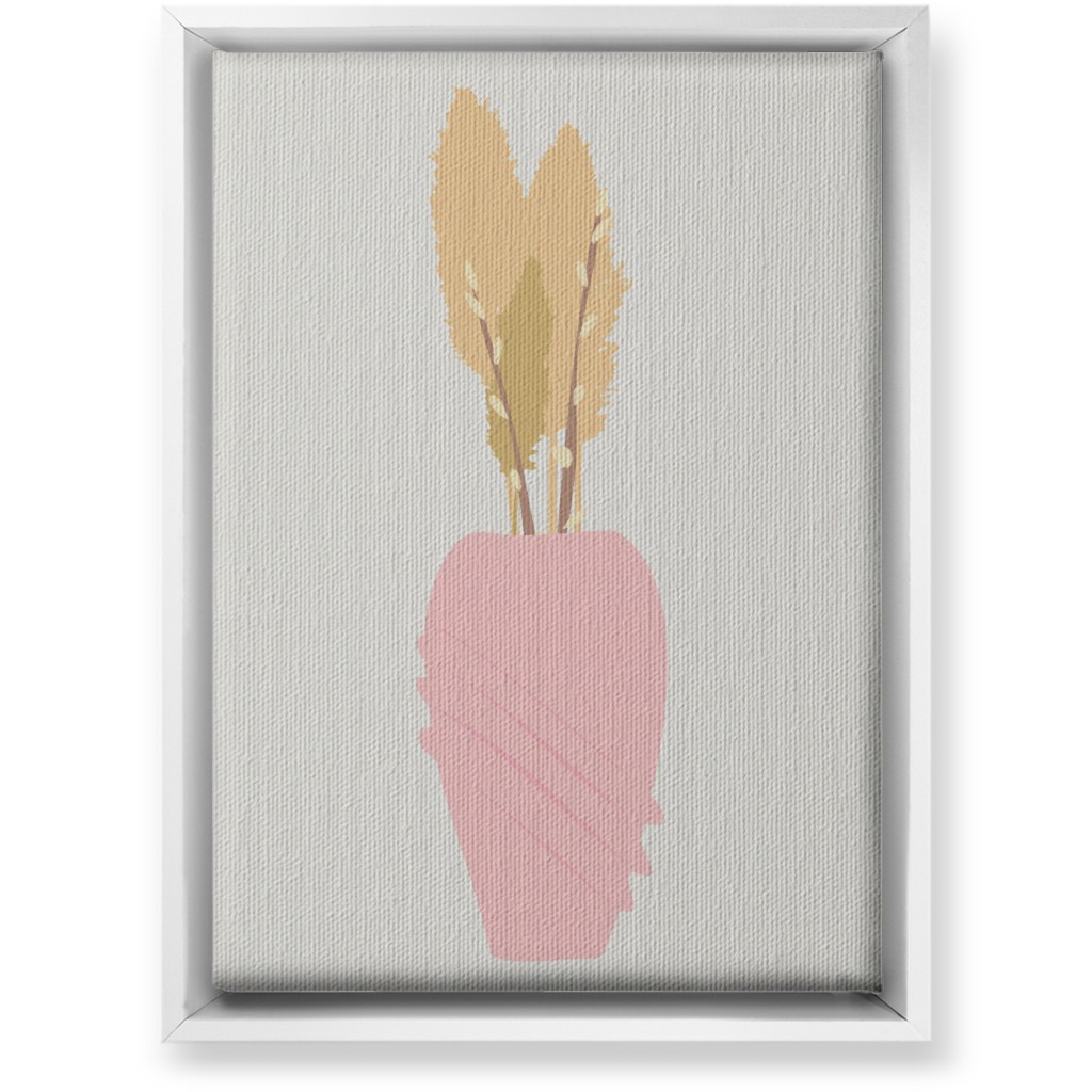 Minamalist Pampas and Willow - Pink and Beige Wall Art, White, Single piece, Canvas, 10x14, Pink