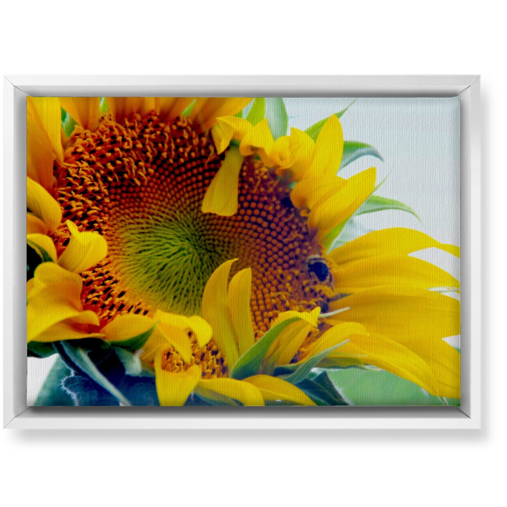 Sunflower and Bee - Yellow Wall Art, White, Single piece, Canvas, 10x14, Yellow