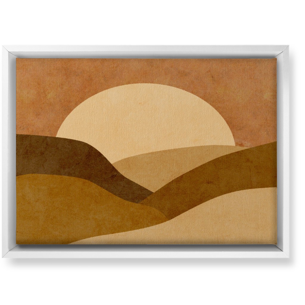 Mountains At Dusk Wall Art, White, Single piece, Canvas, 10x14, Brown
