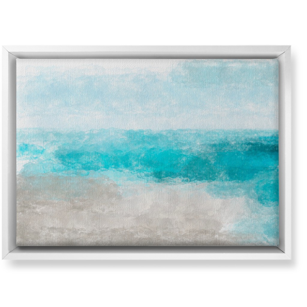 Beach Painting - Blue and Tan Wall Art, White, Single piece, Canvas, 10x14, Blue