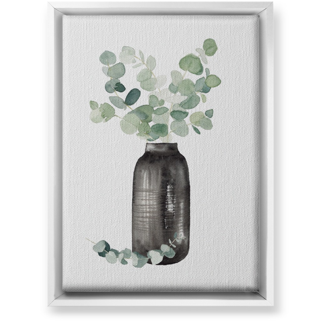 Eucalyptus in a Vase - Green Wall Art, White, Single piece, Canvas, 10x14, Green