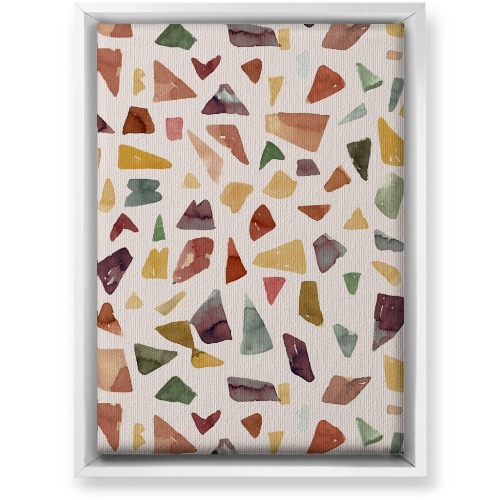 Watercolor Terrazzo - Neutral Wall Art, White, Single piece, Canvas, 10x14, Beige, Pearl
