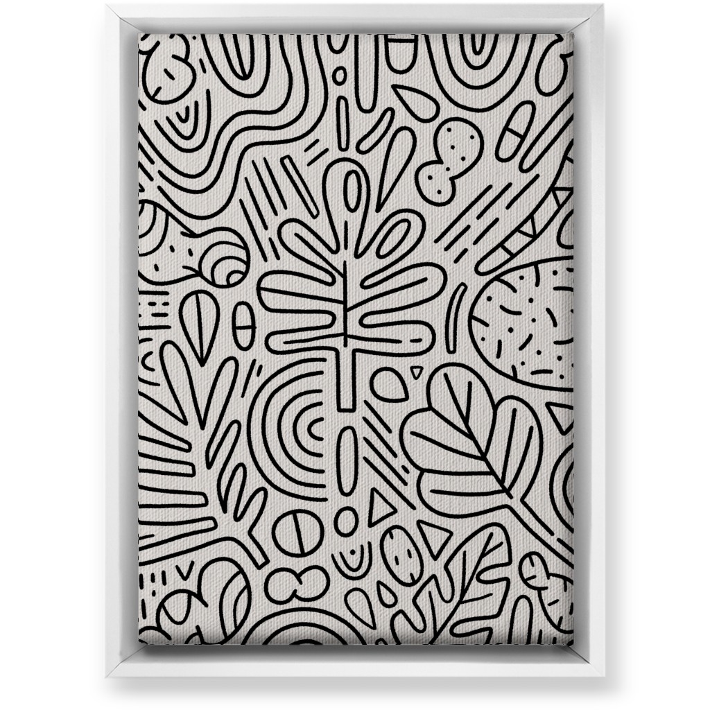 Doodles - Black and Beige Wall Art, White, Single piece, Canvas, 10x14, Beige