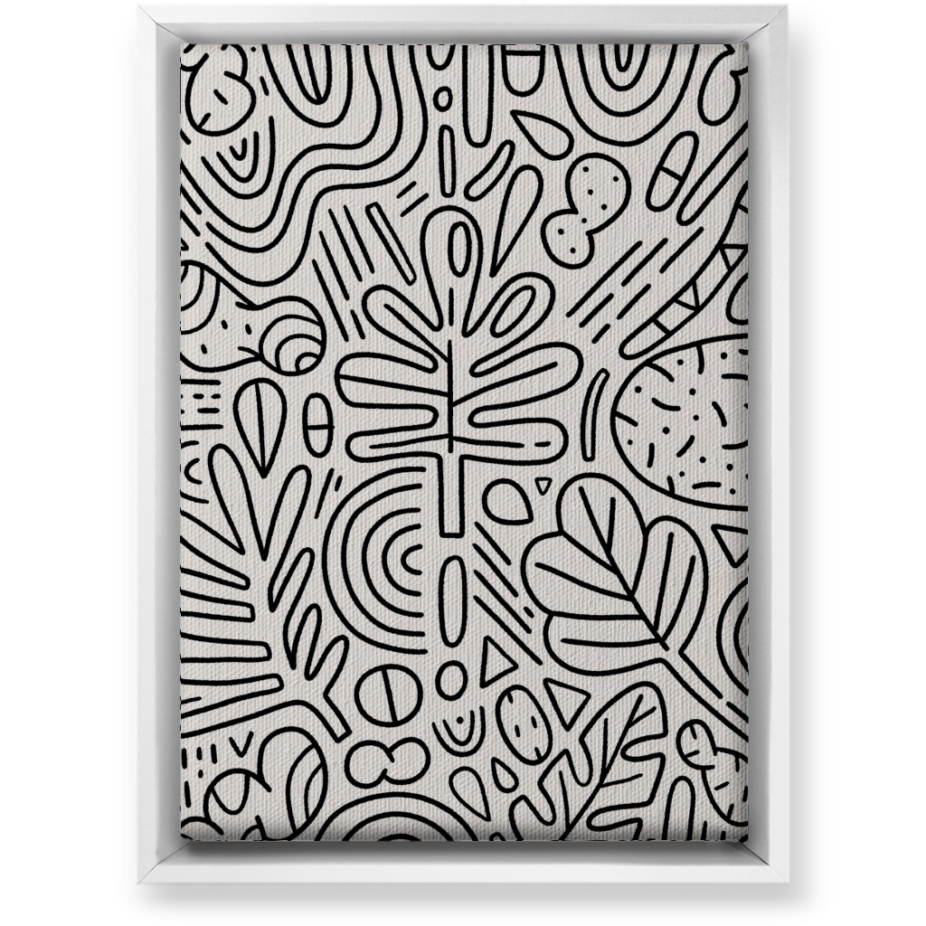 Doodles - Black and Beige Wall Art, White, Single piece, Canvas, 10x14, Beige, Pearl