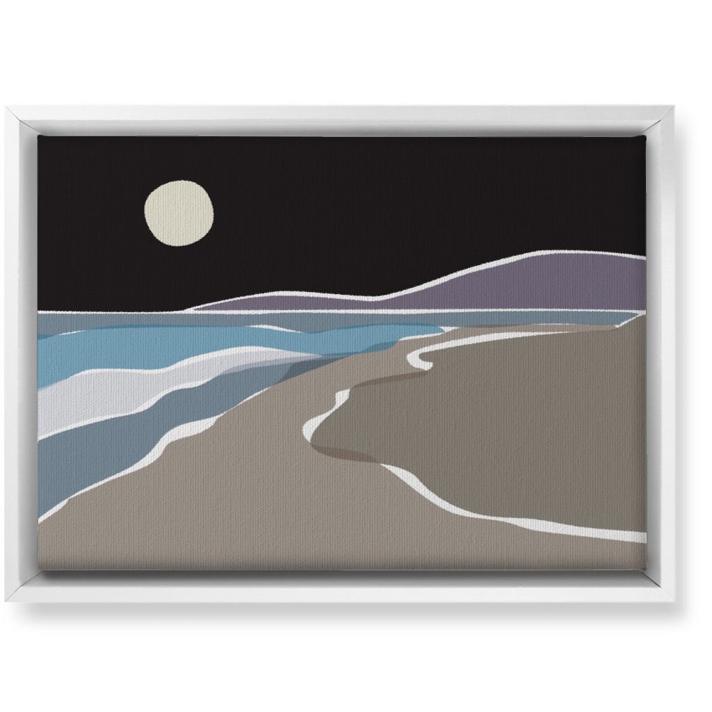 Beach Night Wall Art, White, Single piece, Canvas, 10x14, Black, Asphalt