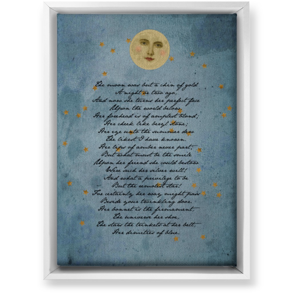 the Moon - Blue Wall Art, White, Single piece, Canvas, 10x14, Blue, True Blue