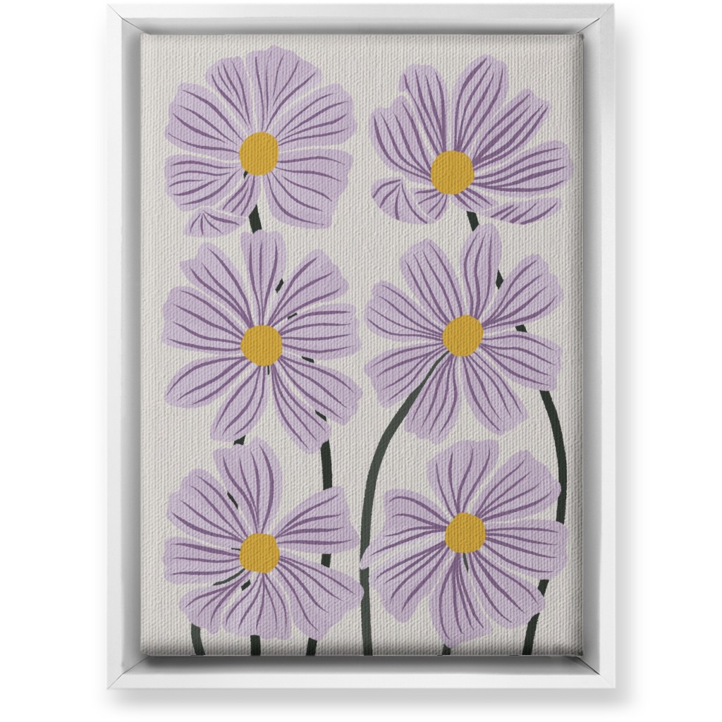 Botanical Cosmos Flowers Wall Art, White, Single piece, Canvas, 10x14, Purple