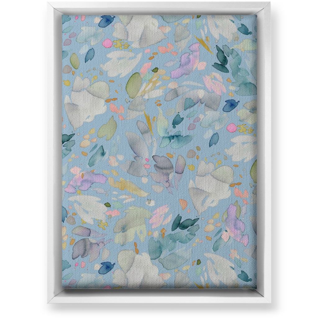 Abstract Petal Flowering Wall Art, White, Single piece, Canvas, 10x14, Blue, Celeste