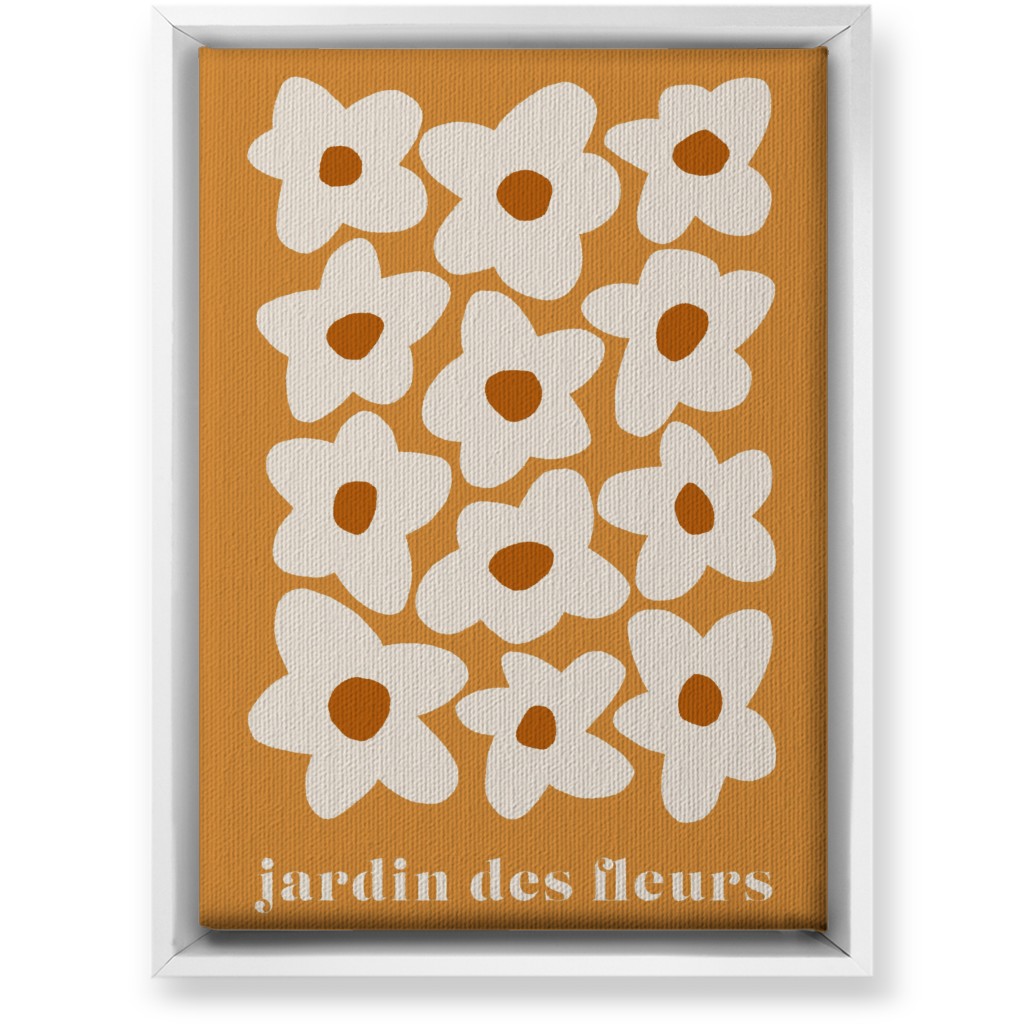 Botanical Graphic Retro Flower Garden Wall Art, White, Single piece, Canvas, 10x14, Orange