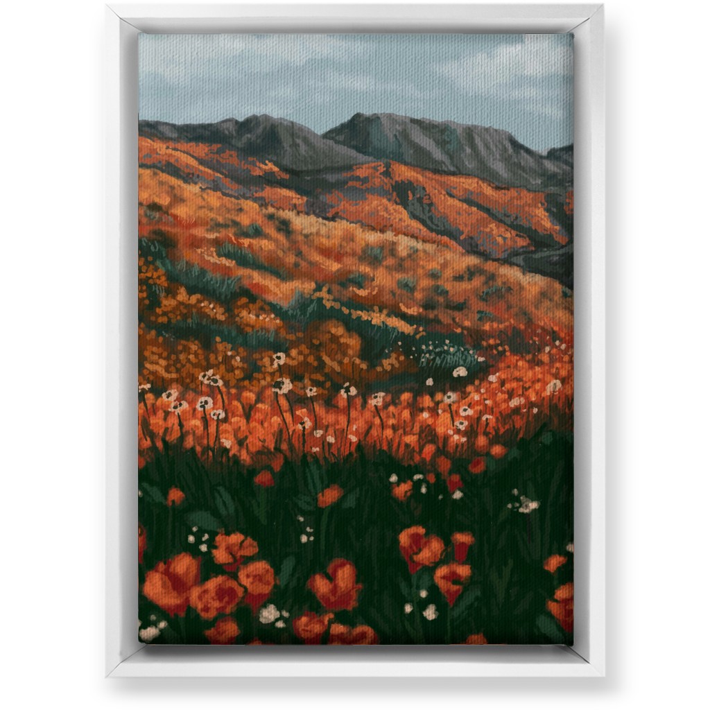 Field of Flowers - Orange and Multi Wall Art, White, Single piece, Canvas, 10x14, Orange, Orange