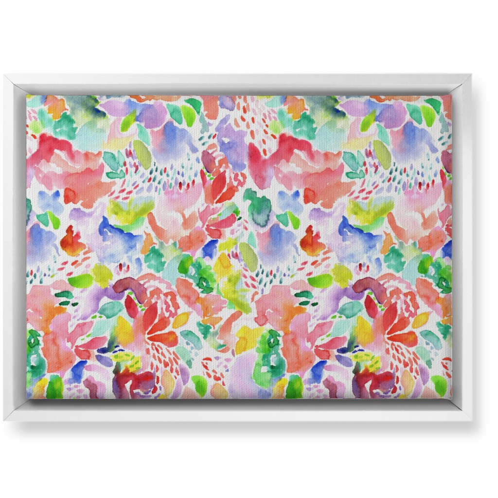 Happy Abstract Watercolor Wall Art, White, Single piece, Canvas, 10x14, Multicolor, Bright Coral