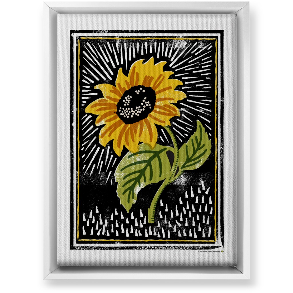 Sunflower Block Print - Multi Wall Art, White, Single piece, Canvas, 10x14, Multicolor