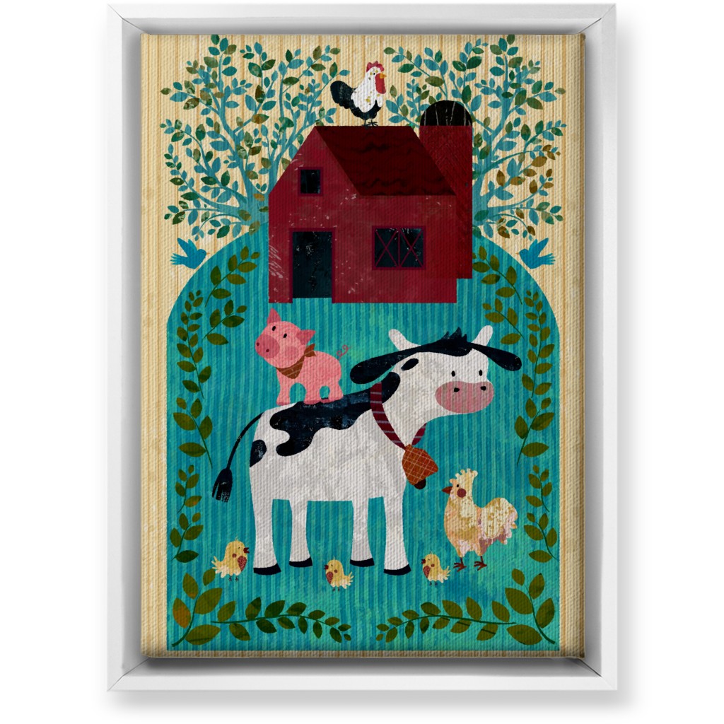 Farm Life - Animals & Barn Wall Art, White, Single piece, Canvas, 10x14, Multicolor