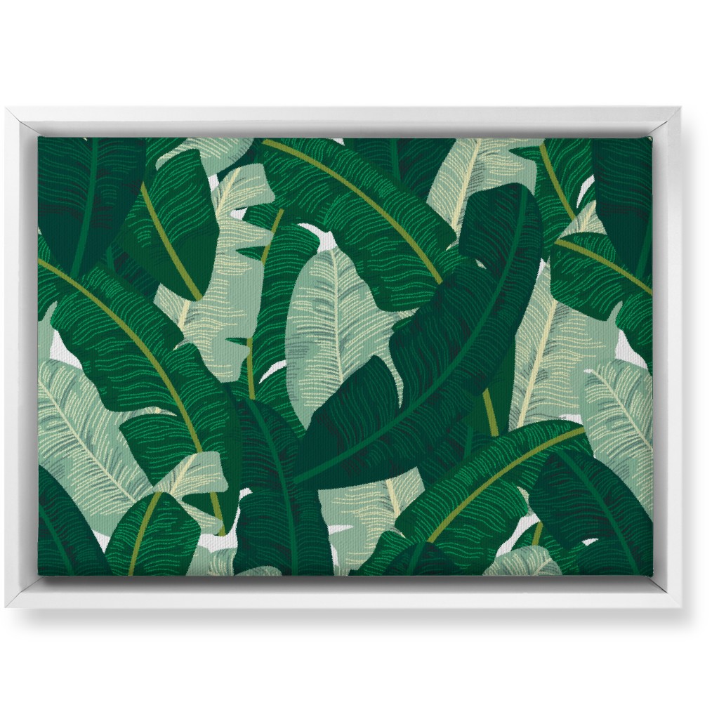 Classic Banana Leaves - Palm Springs Green Wall Art, White, Single piece, Canvas, 10x14, Green