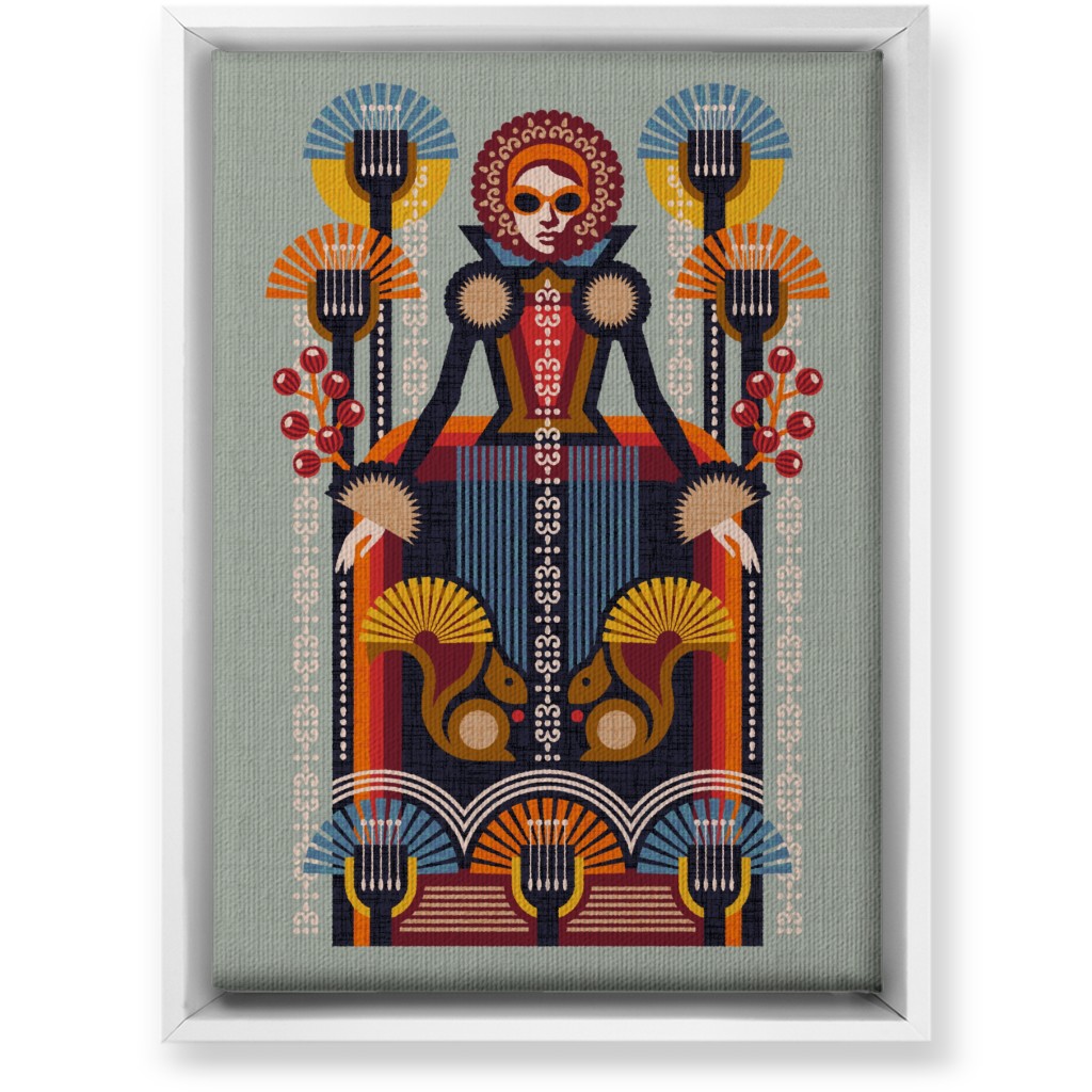 Folk Art Lady - Multi Wall Art, White, Single piece, Canvas, 10x14, Multicolor