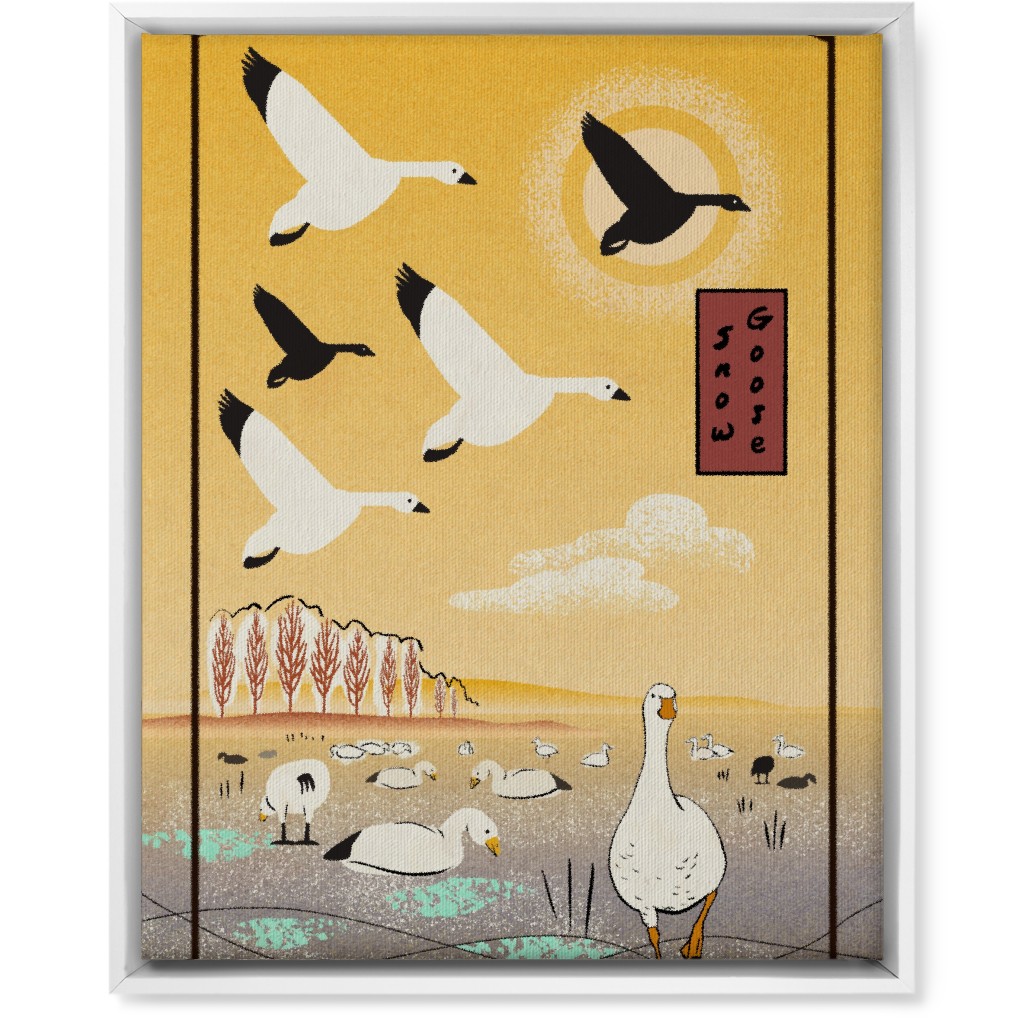 Snow Geese Wall Art, White, Single piece, Canvas, 16x20, Yellow, Eggyolk