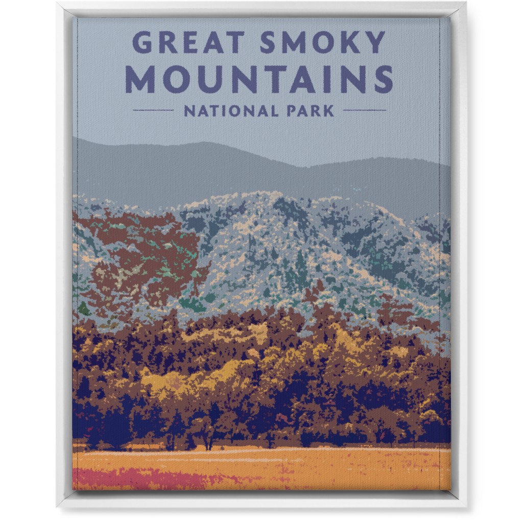 Great Smoky Mountains Wall Art, White, Single piece, Canvas, 16x20, Blue