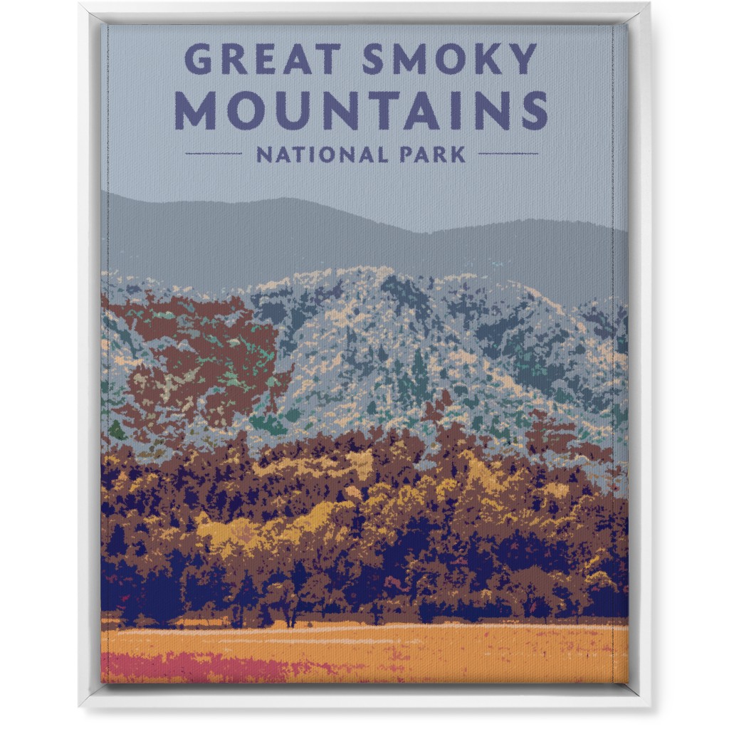 Great Smoky Mountains Wall Art, White, Single piece, Canvas, 16x20, Blue, True Blue