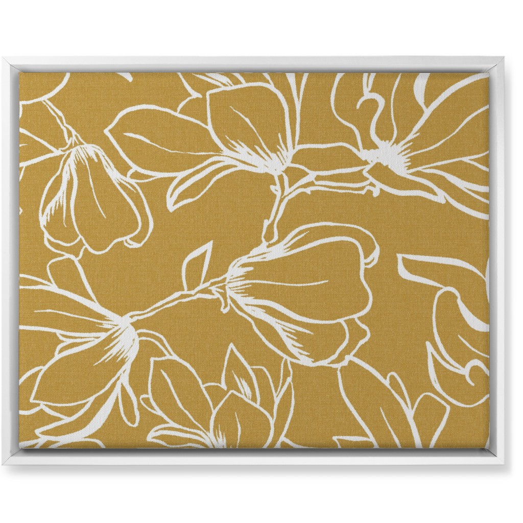 Magnolia Garden Wall Art, White, Single piece, Canvas, 16x20, Brown